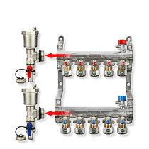 Floor heating distributor multi-function automatic full MMM air release water exhaust valve geothermal copper drainage valve warm drain valve air release