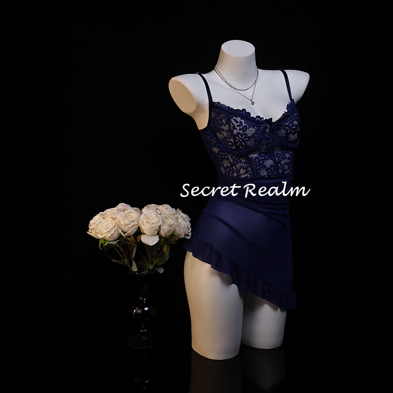 Secret Realm'Midnight Blues' Sexy Nightgown Lace Hollow Out See-Through Lingerie Sensual Temptation Pure Desire Style Qqny Secret Realm'Midnight Blues' Sexy Nightgown Lace Hollow Out See-Through Lingerie Sensual Temptation Pure Desire Style Qqny