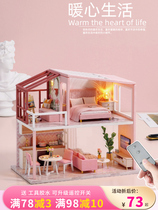 Smart fun House diy cottage Nordic duplex villa Handmade assembly production of small house model Creative Birthday gift