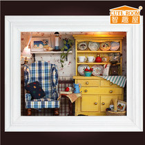 Smart fun House diy miniature mini photo frame handmade wooden assembly model with light creative birthday gift to send girls