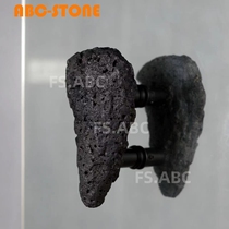 FS ABC torch-cut natural volcanic rock travertine glass door handle wooden door clothing store coffee shop customization