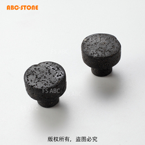 FS ABC pagoda round natural stone volcanic rock wooden door cabinet door clothing store custom handle clothes drying rack button