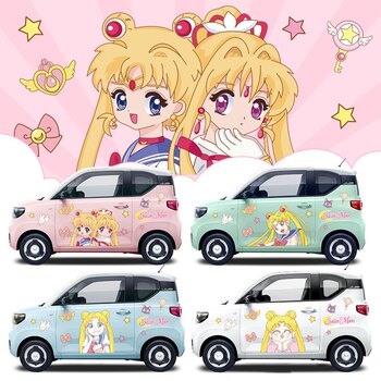 Wuling Hongguang Mini Ev Stickers for Car Body Modification, Macaron Sailor Moon Cute Decorative Car Stickers, Ice Cream
