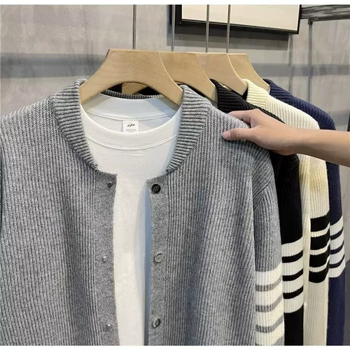 Кардиган, демисезонный свитер, модная демисезонная мужская трикотажная куртка