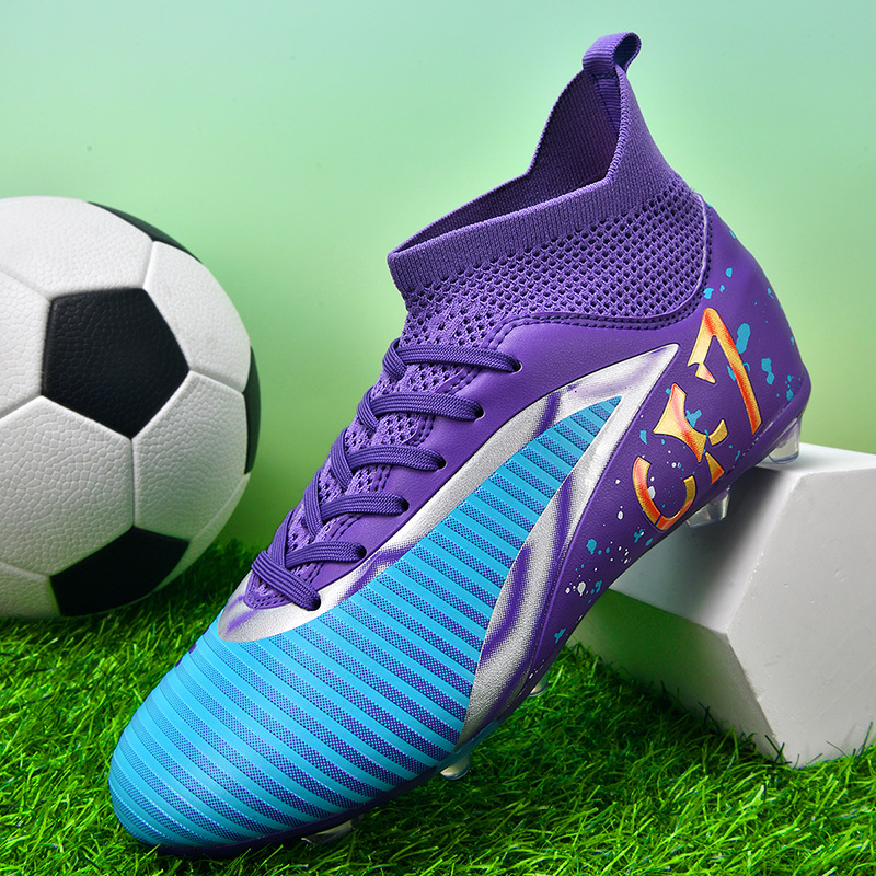 Cristiano Ronaldo Cr7 Soccer Shoes with Tf Studs and Ag Long Studs for Children and Adults, Professional High-Top Training Shoes for Men