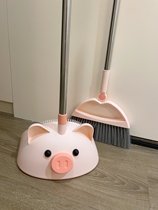 Cute piggy broom dustpan set combination household sweeping artifact broom garbage shovel soft broom indoor