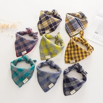 European and American British plaid triangle scarf warm and versatile mens and womens neck scarf autumn and winter washed cotton small scarf neck scarf
