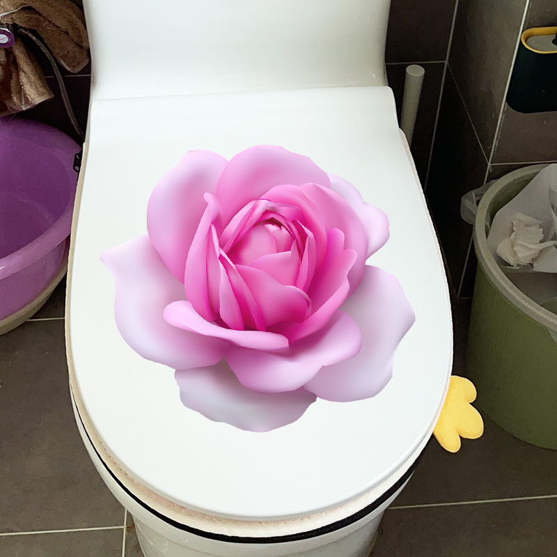 Cruise Grade Pink Rose Romantic Wall wall sticker Waterproof Toilet Lid Sticker Bathroom toilet Decorative Self-adhesive-Taobao