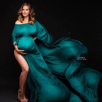 Silk Gown Maternity Photography Prop Satin Dress Tulle Cloak