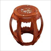 Drum stool antique Chinese mahogany round low stool home shoe changing guzheng rosewood solid wood coffee table living room small low bench