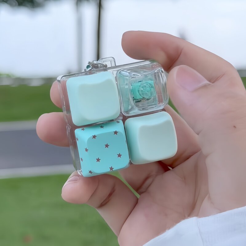 Keyboard Decompression Toy Four-Key Cat Head Transparent Multi-Touch Feel Keychain ins Macaron Color Creative Keyboard Decompression Toy Four-Key Cat Head Transparent Multi-Touch Feel Keychain ins Macaron Color Creative