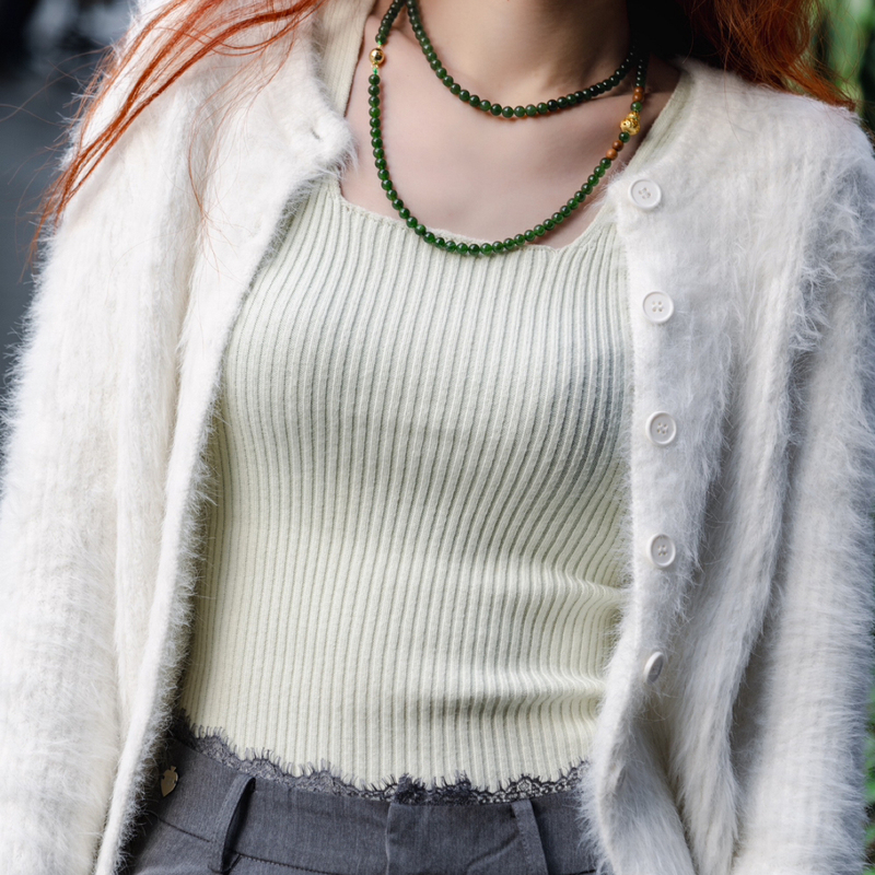 Fanyu Jadeite'Lego' Natural Jadeite Social Distancing No Black Spots 5 Types of Necklace Bracelet Wearing Methods
