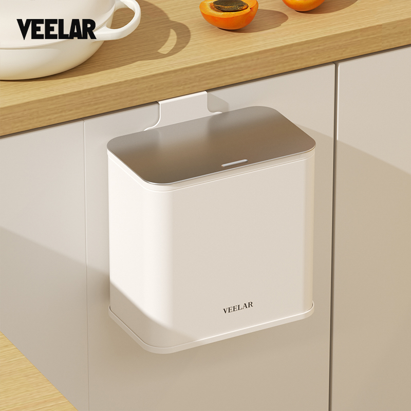 Veelar Kitchen Trash Can Wall-Mounted Household 2025 New Model No Bending Required Kitchen Waste Cabinet Desktop High Aesthetic Value