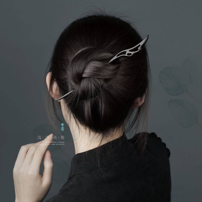 黒檀のヘアピン、アンティーク調の黒檀のヘアピン、お団子ヘアピン、木製のヘアピン、チャイナドレス、女性用漢服のヘッドドレス