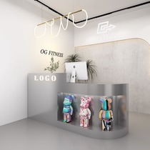 Modern minimalist style stainless steel bar table small clothing salon shop cashier dance studio front desk reception desk