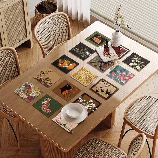 American pastoral style transparent soft glass table cushion waterproof oil-proof pvc tablecloth rectangular anti-scalding tea table cushion