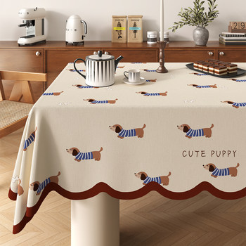 Cartoon puppy dining tablecloth without washing oilproof waterproof dining table mat cute style tablecloth tea table cover rectangular Cartoon puppy dining tablecloth without washing oilproof waterproof dining table mat cute style tablecloth tea table cover rectangular
