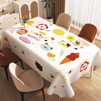 Dopamine table cloth waterproof, oil-proof, non-washing and anti-scalding pvc cartoon coffee table cloth light luxury rectangular dining table cloth Dopamine table cloth waterproof, oil-proof, non-washing and anti-scalding pvc cartoon coffee table cloth light luxury rectangular dining table cloth