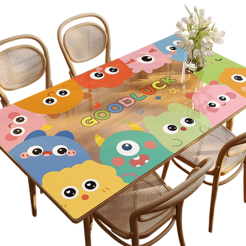 Dopamine transparent dining table mat waterproof, oil-proof, anti-scalding, no-wash pvc soft glass tablecloth cartoon coffee table table top mat Dopamine transparent dining table mat waterproof, oil-proof, anti-scalding, no-wash pvc soft glass tablecloth cartoon coffee table table top mat