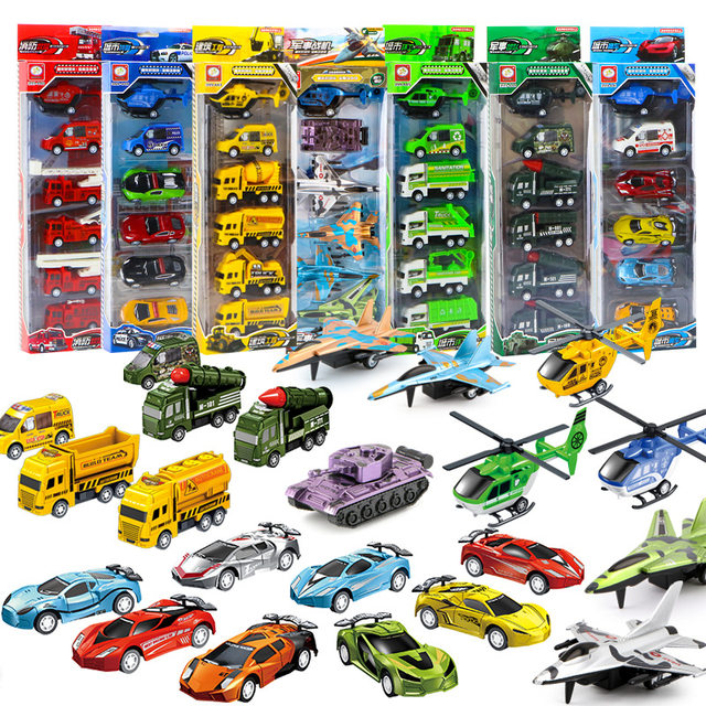 Children's 399 Cartoon Pull-Back Toy Car City Engineering Military Set Boys' Car Model Hot Sale at Street Stalls