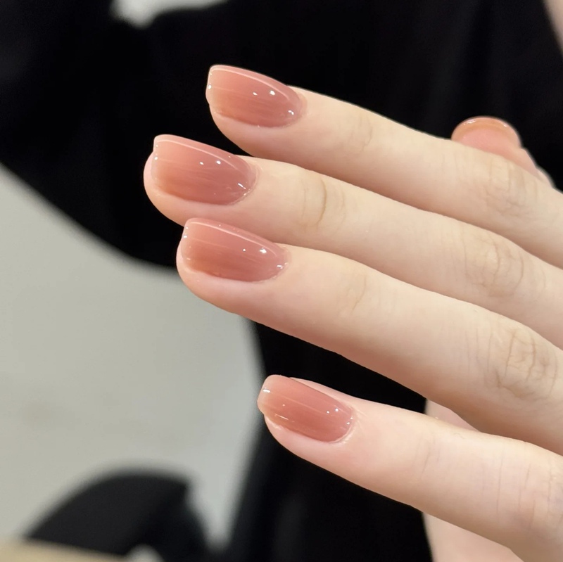 Handmade Ice-Clear Nude Color Manicure Wearable Nails 2026 New Year Style Simple Short Versatile Finished Pink Nail Patches