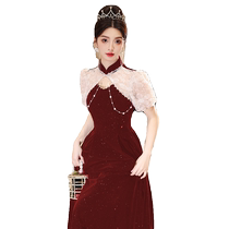 New Chinese toasting dress 2024 new bride wedding high-end engagement party dress skirt female red wedding dress summer