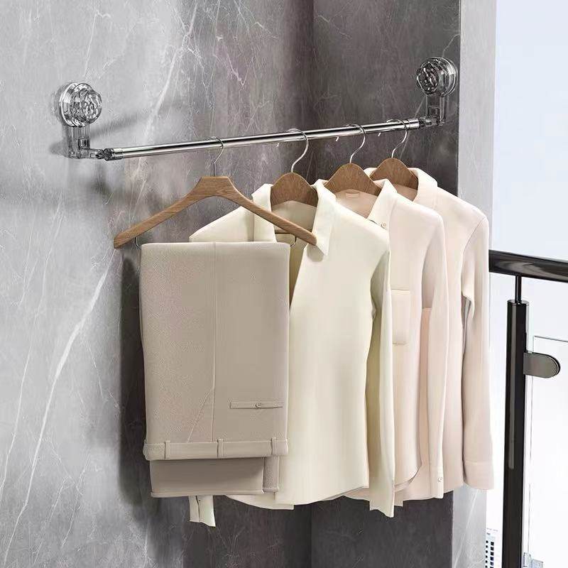 Suction Cup Towel Rack, No-Drill Bathroom Retractable and Rotatable Hook, Bathroom Storage Rack, Wall-Mounted Bath Towel Rack