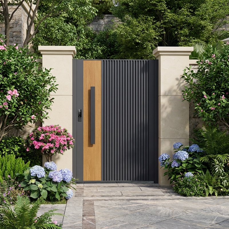 Aluminum Alloy Villa Courtyard Door, Rural Self-Built House Door, Single-Door Courtyard Garden Entrance Door, Villa Door