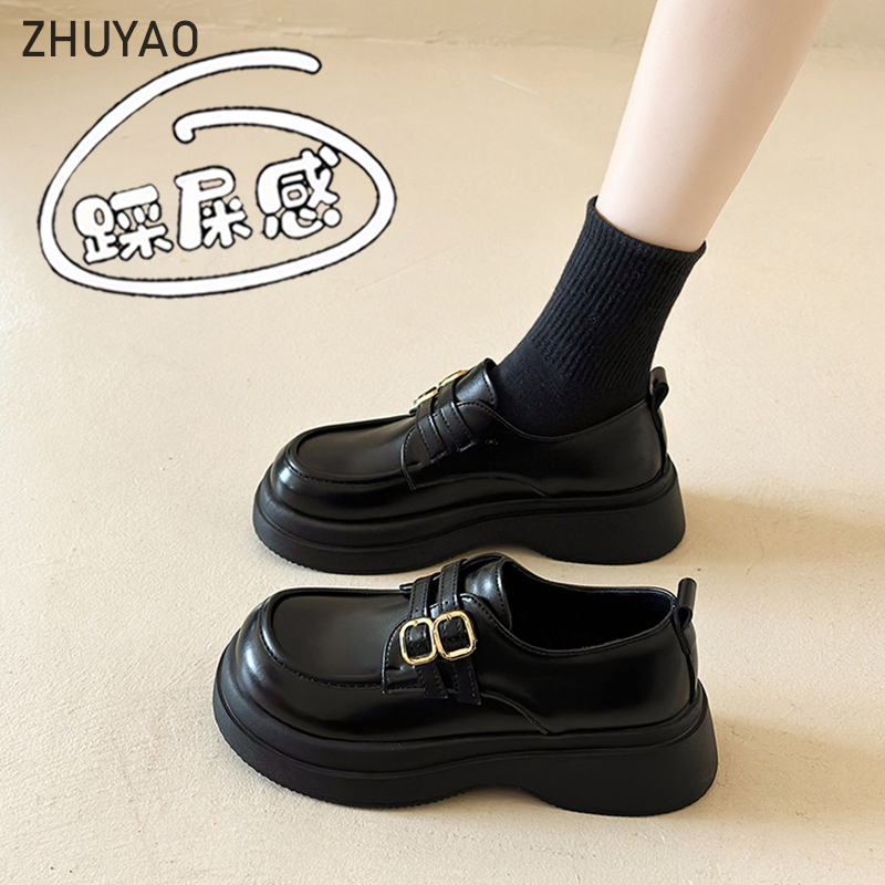 Counter-Style British-Style Thick-Soled Loafers for Women, 2026 Autumn and Spring New Versatile Slip-On Shoes to Match Jk Skirts, Small Leather Shoes
