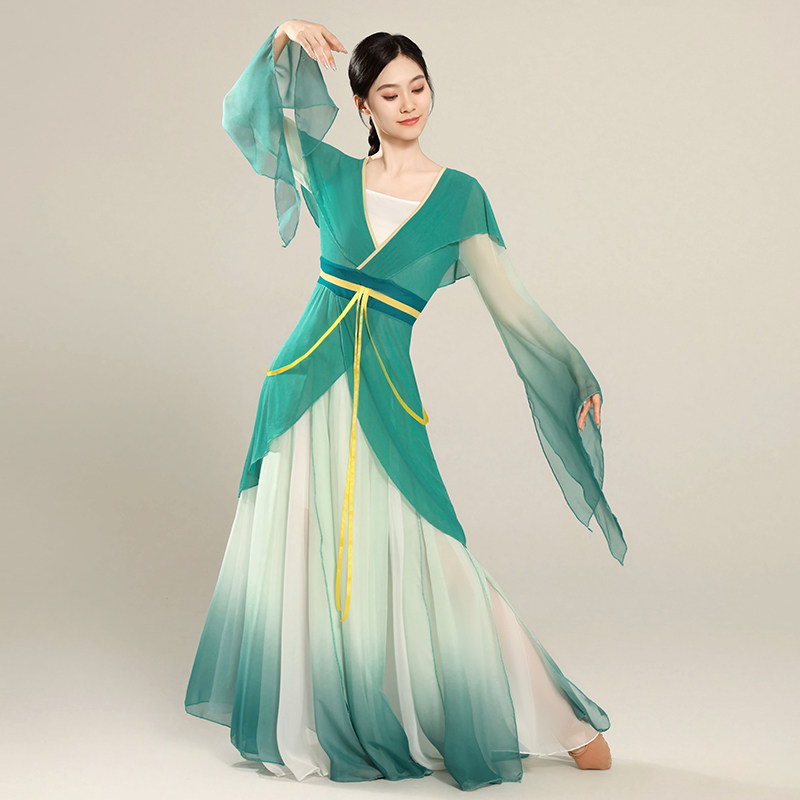 古典舞蹈服演出服:飘逸渐变大摆裙,古风红色中国舞纱衣,演绎东方美学盛宴 -古典舞服-淘宝好物网