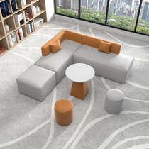 Simple modern small apartment creative leisure front lobby rest area training institution reception corner sofa combination