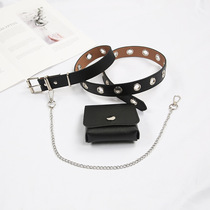 Japanese FC punk style single-breasted buttonhole chain with bag belt