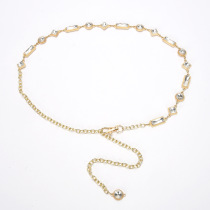 Japanese FC crystal waist chain for women fashionable and versatile belt decorated dress sweet diamond-encrusted metal chain waist ornaments