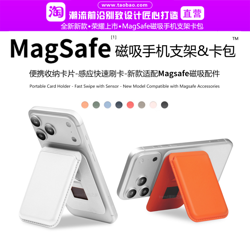 New Magsafe Magnetic Card Holder Suitable for Apple iPhone 18 Pro Max 17/Air/16/15 Plus/14/13/12 Phone Case Leather Folding Back Clip Access Card Holder Accessories