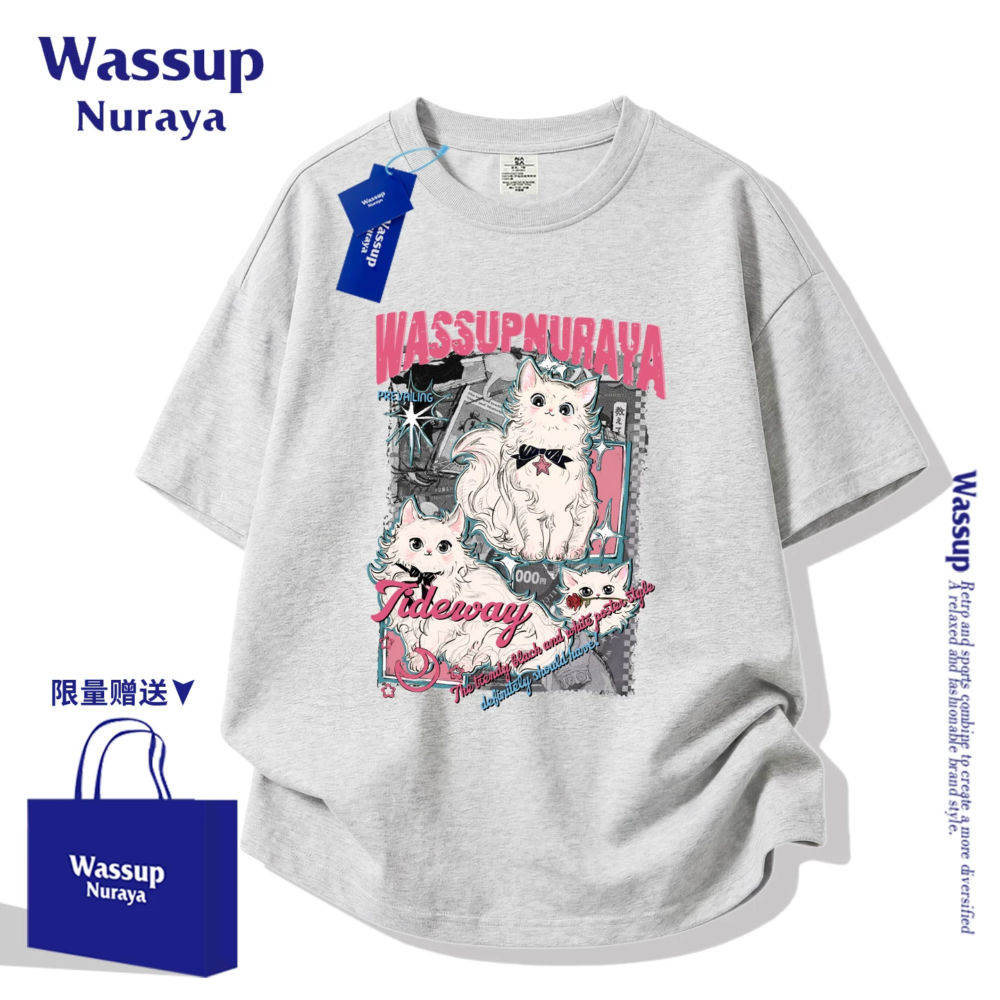 Футболка с коротким рукавом из хлопка цвета фуксия, oversize