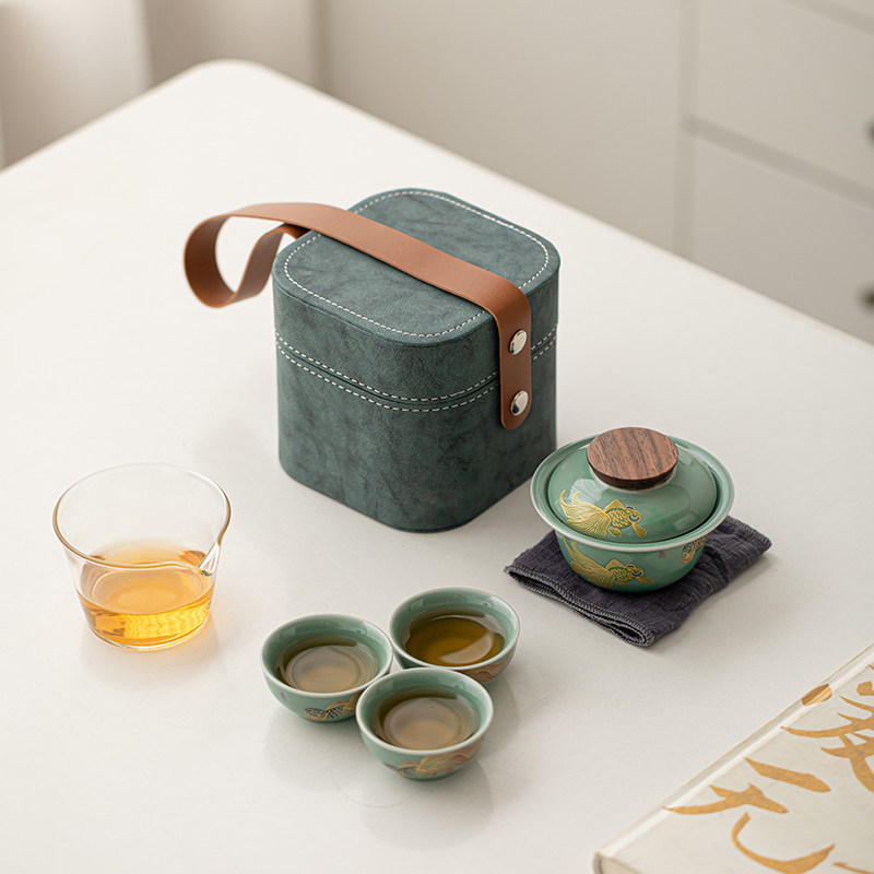 Travel Tea Set Portable Containing Suit Outdoor Tourist Camping Utilita Tea Cup Tea Cup Tea Pot Holiday Companion Custom-Taobao