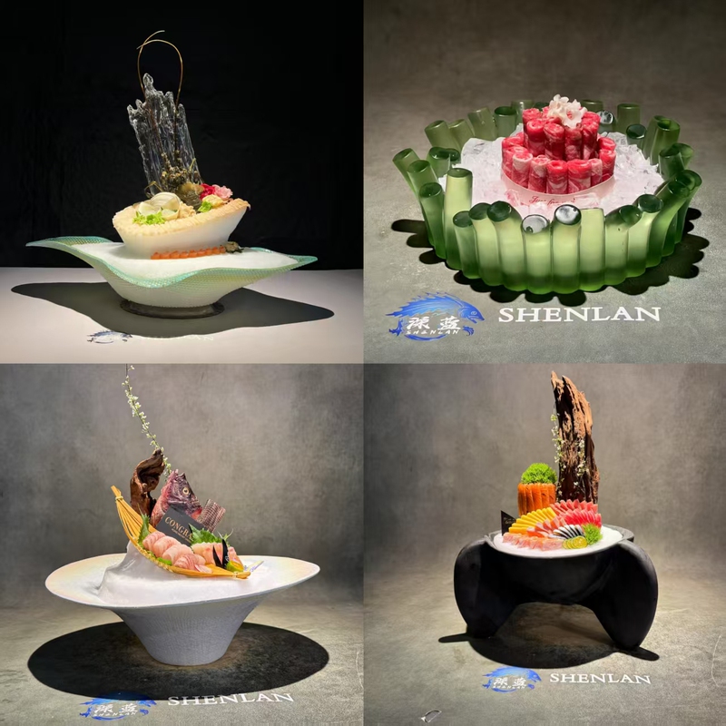 Dark Blue Sashimi Plate Ceramic Utensils Hot Pot Edge Stove Tableware Seafood Posture Imperial Crab Ice Plate New Tableware