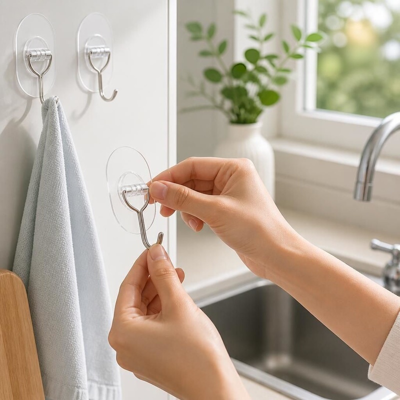 Premium Thickened External Hook Type Adhesive Hook, No-Drill, for White Walls, Bathroom, Kitchen, Traceless, Strong Adhesive Wall Hook for Home Use