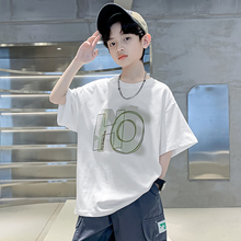 Boys' Short sleeved T-shirt 2024 Summer New Children's Cool and Handsome Summer Half Sleeved Mid size Children's Summer Korean Edition T-shirt Trendy T