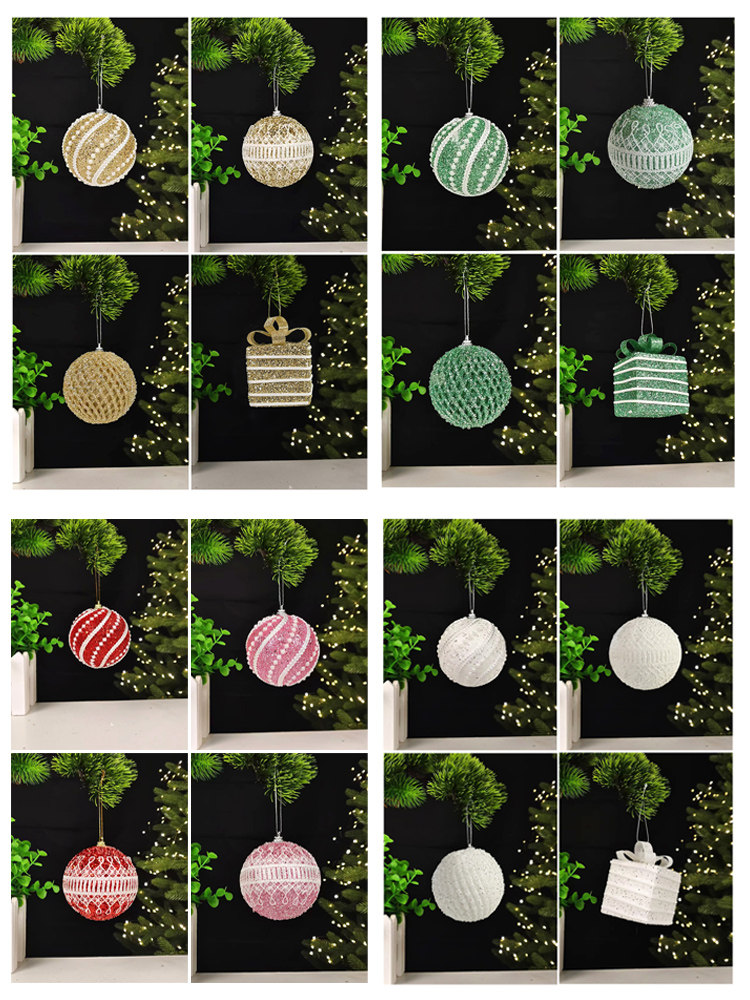 精品圣诞球挂饰圣诞节装饰品红色金色吊球商场酒店场景布置氛围件