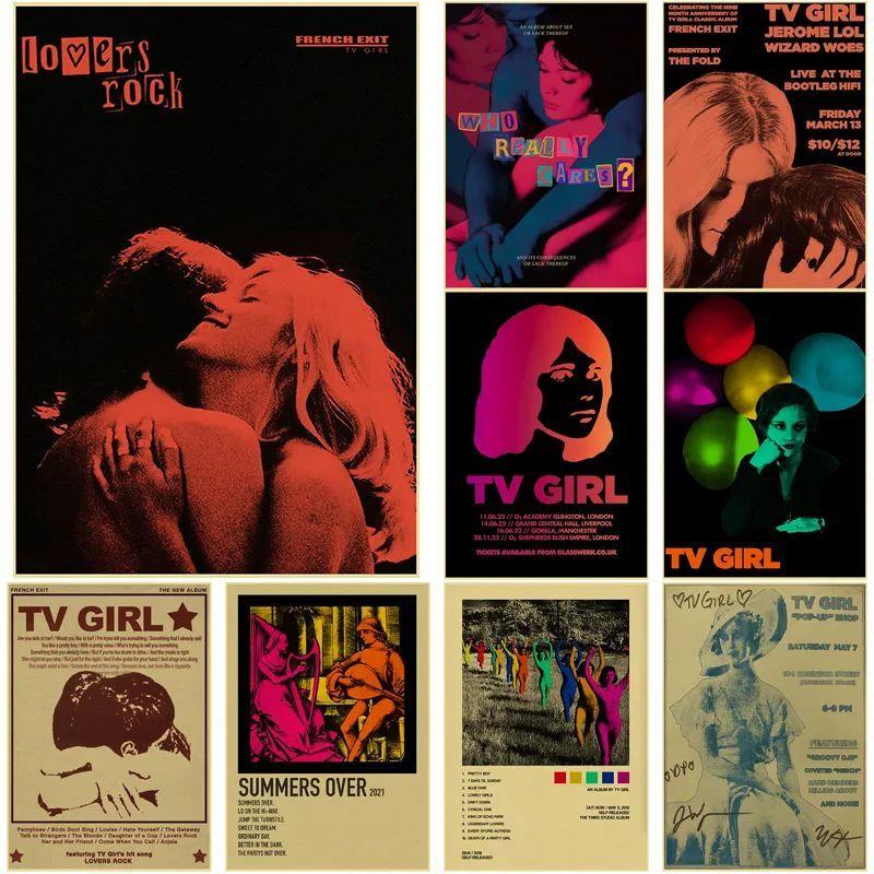 TV Girl Posters Retro Kraft Paper Prints Lovers Rock Vintage