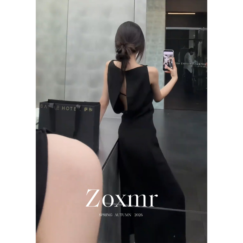 Black Off-The-Shoulder Backless Dress for Women, 2026 New Summer Hepburn-Style Gown, Slimming and Elegant Waist-Cinching Long Dress Black Off-The-Shoulder Backless Dress for Women, 2026 New Summer Hepburn-Style Gown, Slimming and Elegant Waist-Cinching Long Dress