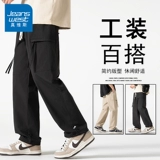 Мужские весенние шелковые штаны для отдыха, в американском стиле, свободный прямой крой