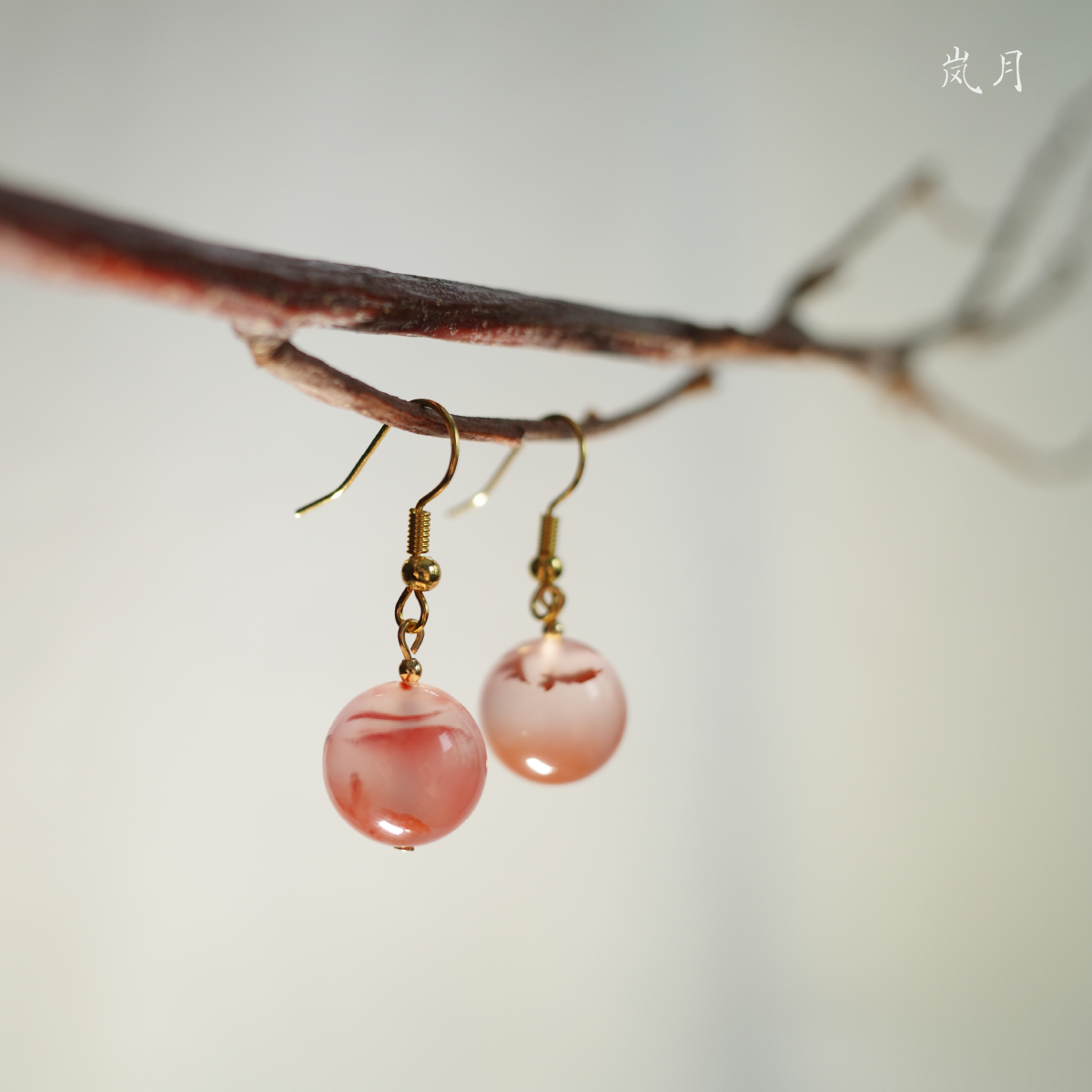 Серьги 天然南红玛瑙荔枝冻耳环新款耳钉纯银复古耳饰古风耳坠母亲节礼物