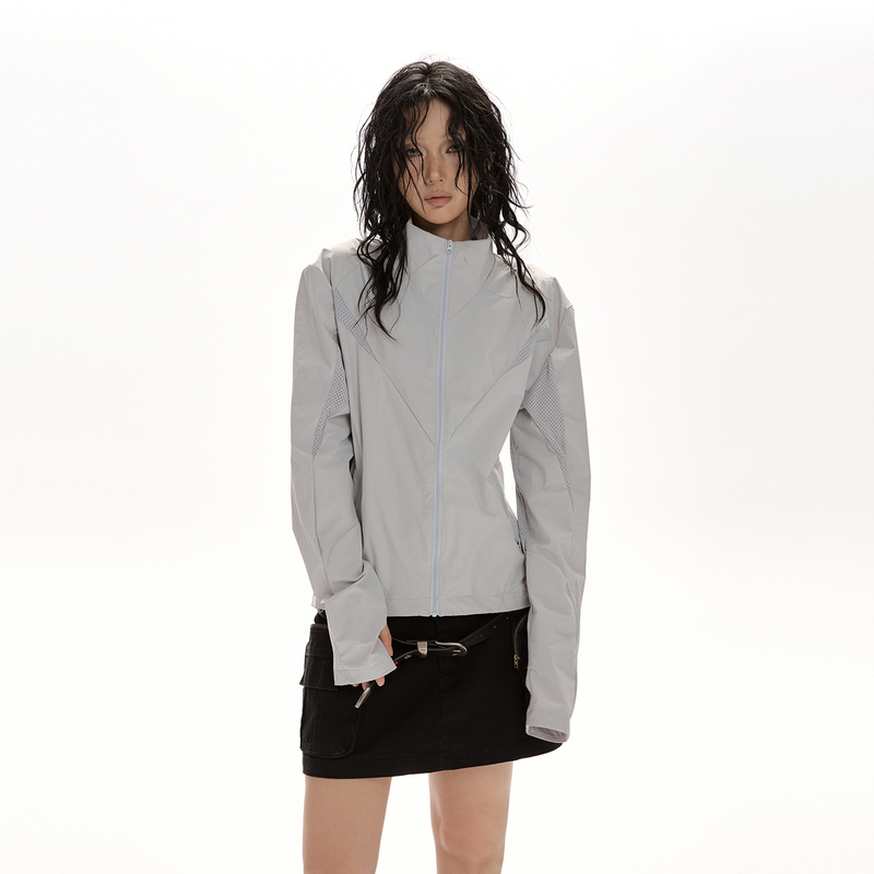 Vatty Stereo Tailoring Lightweight Waterproof Outdoor Sun Protection Clothing for Women with Stand Collar, Straight Shoulders, High-End Breathable Sun Protection Jacket