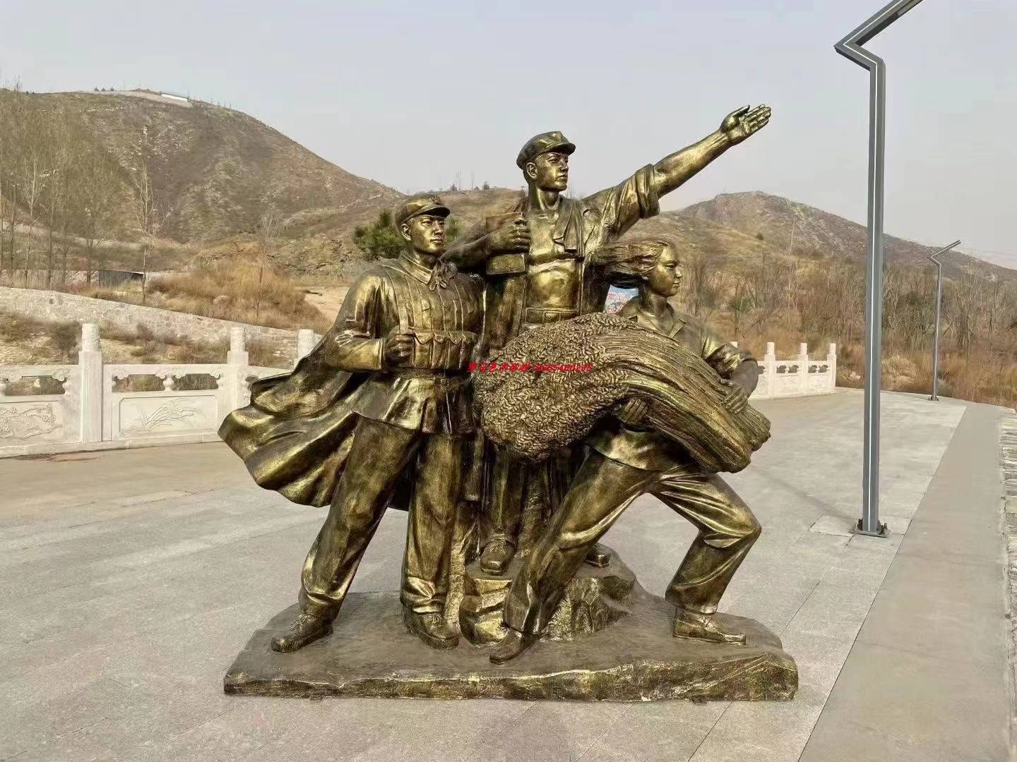 Custom Sandstone GRP Imitation Cast Bronze Figure Sculpture Red Army Fire School Culture Literal Sandstone Reliefs-Taobao