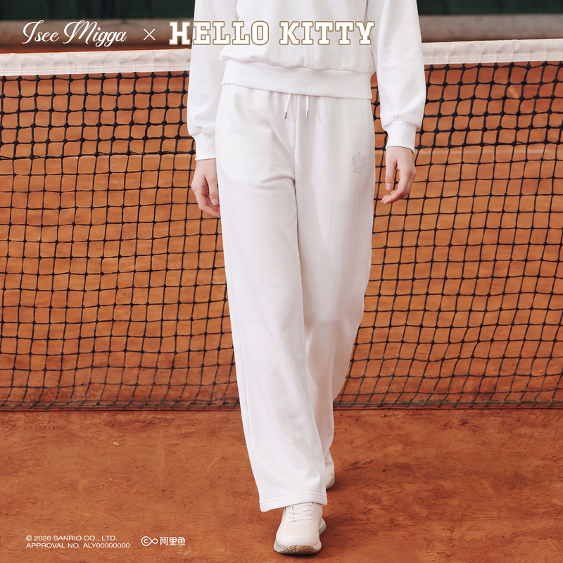 Hellokitty Co-Branded Sports Pants Iseemigga Tennis Elastic Waist Skin-Friendly Straight-Leg Casual Sweatpants
