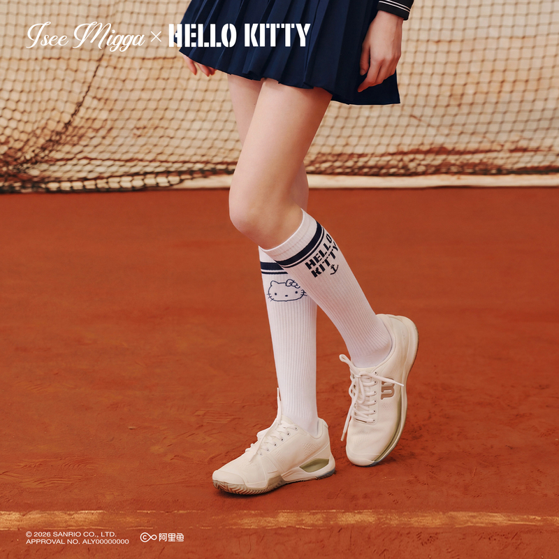 Hellokitty Co-Branded Sports Calf Socks Iseemigga Tennis Compression Socks Non-Slip Running Stockings for Women