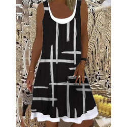 2021 유럽과 미국의 국경 아마존 소원 대외 무역 여성의 느슨한 패션 디지털 프린트 캐주얼 드레스 9130