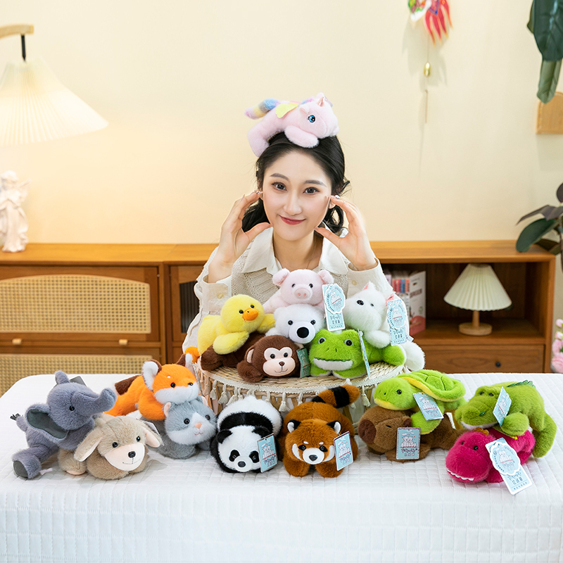 Cute Lying-Down Capybara and Red Panda Plush Mini Doll Comfort Toy Stuffed Animal Bedroom Decoration Cute Lying-Down Capybara and Red Panda Plush Mini Doll Comfort Toy Stuffed Animal Bedroom Decoration